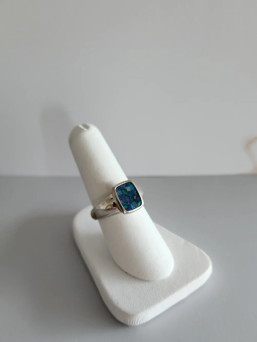 Sterling Silver Mosaic Opal Bezel Ring - Picture 1 of 4